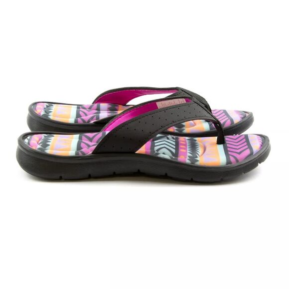Canyon Sky Women's Memory Foam Flip Flop Sandals in Aztec Black, Size 6 - Picture 3 of 7